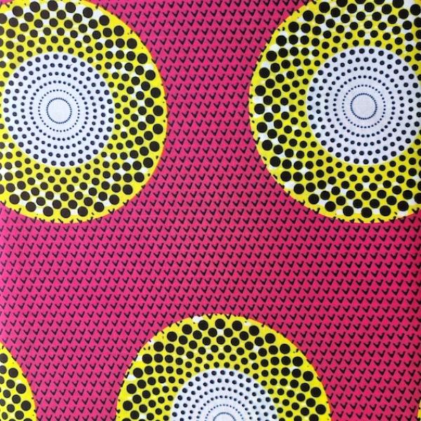 Afrikanischer Wax Print Stoff Baumwolle PINK CIRCLE
